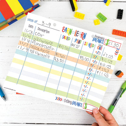 Earn &amp; Learn® Kids Money Management Chore Chart Pad - Mulberry Skies