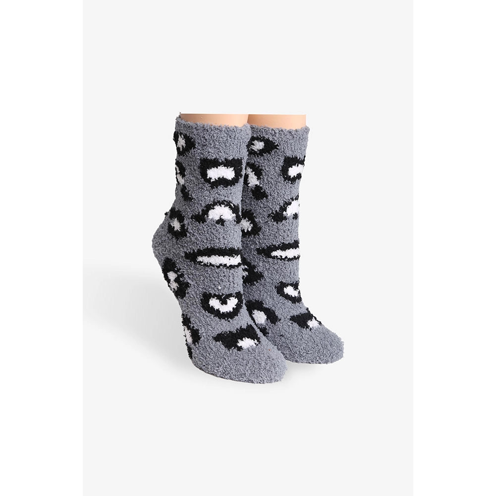 Leopard Print Fuzzy Socks-Mulberry Skies
