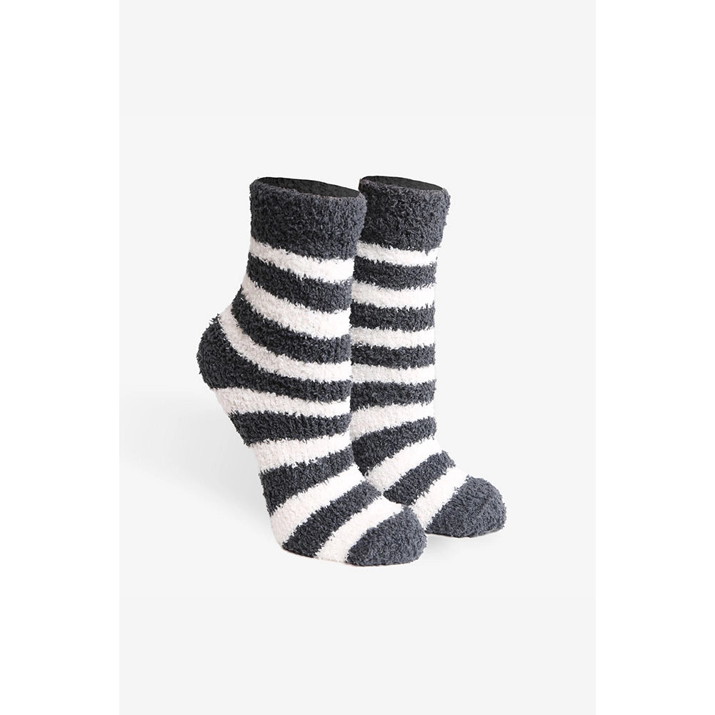 Striped Fuzzy Socks-Mulberry Skies