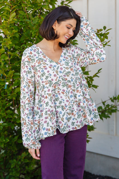 I Think I Can V-Neck Floral Top - Mulberry Skies