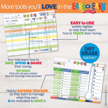 Earn &amp; Learn® Kids Money Management Chore Chart Pad - Mulberry Skies