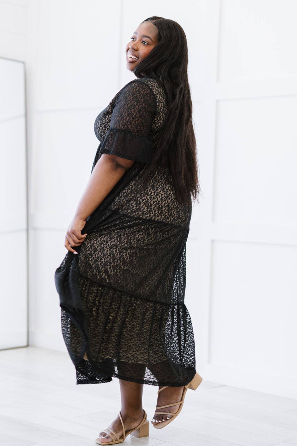 Lace Overlay Midi Dress-Mulberry Skies