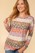 Multi Color Leopard Stripe Knit Top-Mulberry Skies