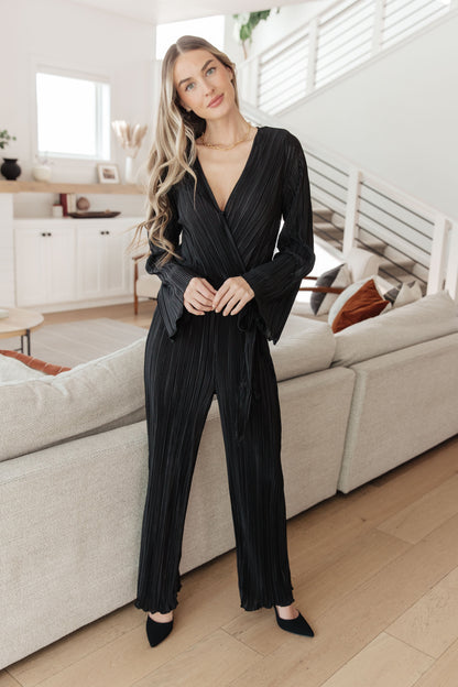 Night Out Plisse Jumpsuit - Mulberry Skies