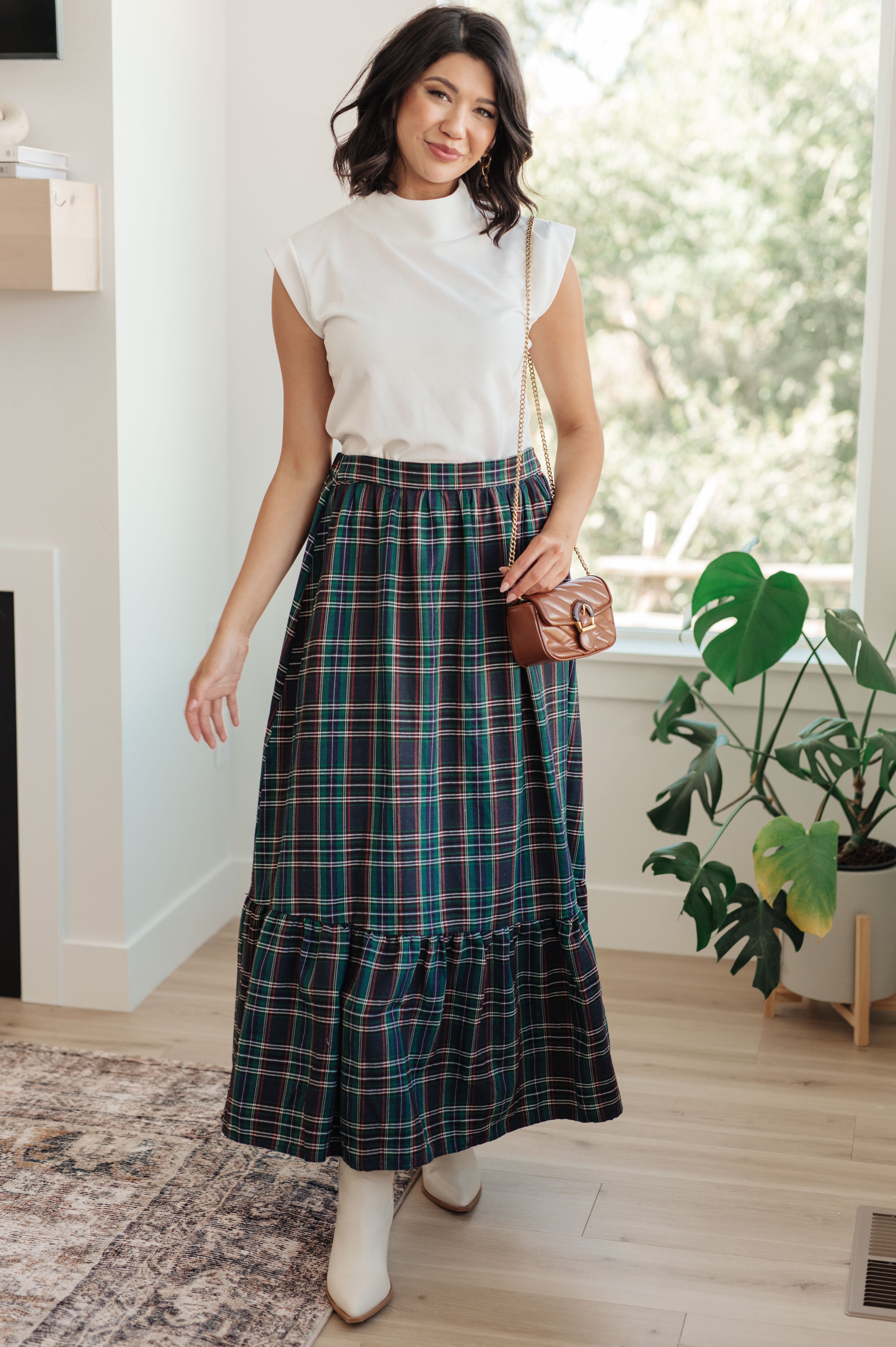 Plaid Perfection Maxi Skirt - Mulberry Skies