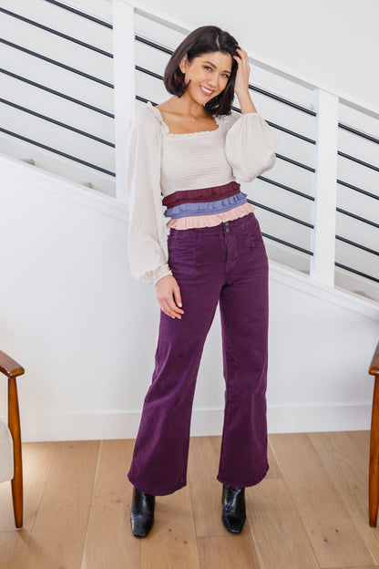 Petunia High Rise Wide Leg Jeans in Plum - Mulberry Skies