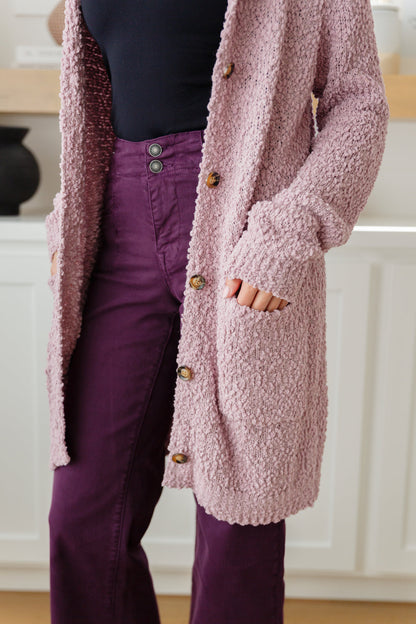 Soft Wisteria Hooded Cardigan - Mulberry Skies