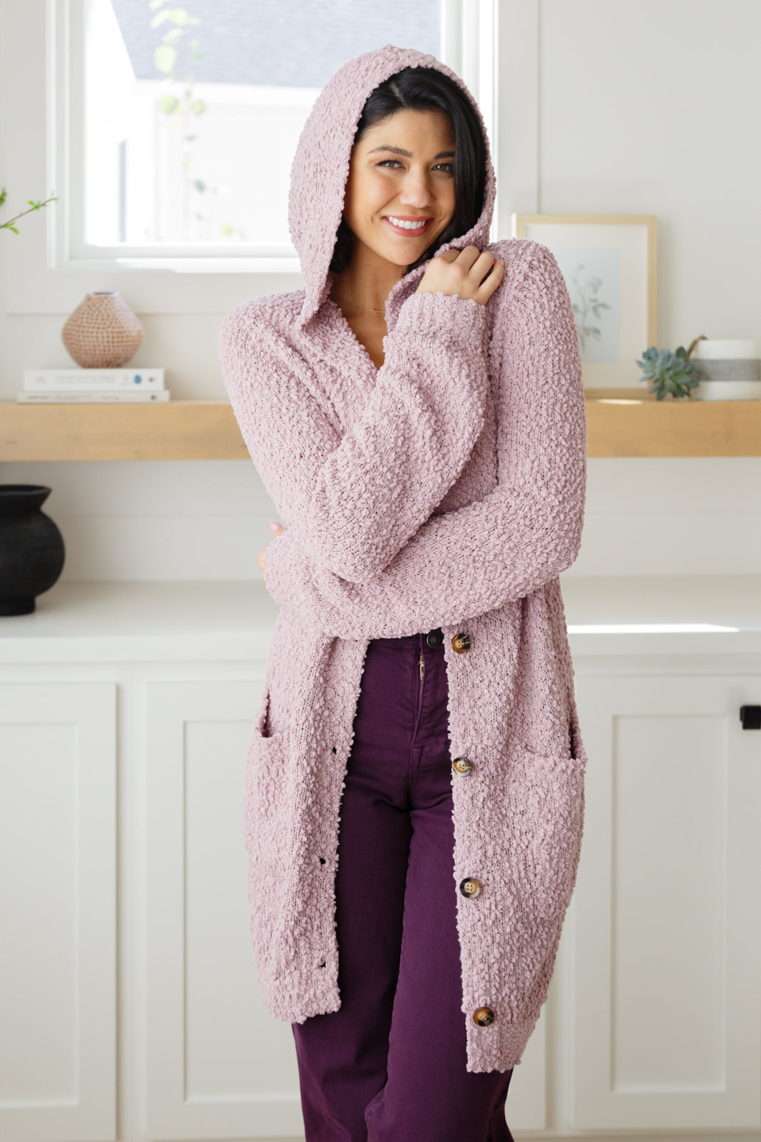 Soft Wisteria Hooded Cardigan - Mulberry Skies