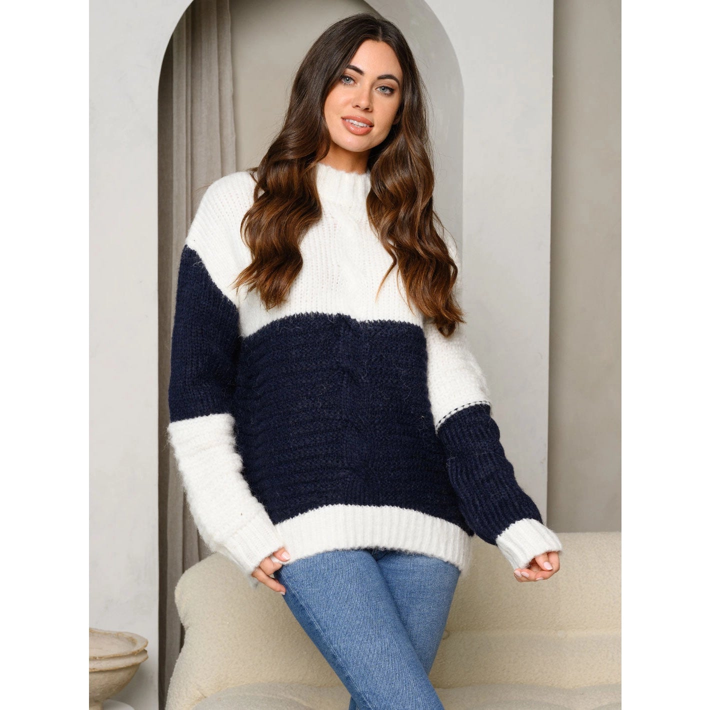 Color Block Sweater-Mulberry Skies
