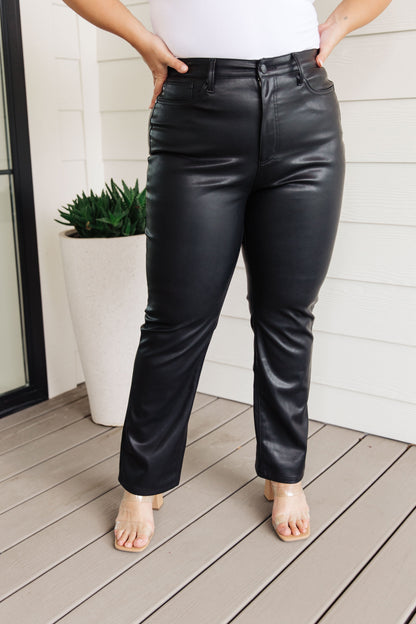 Tanya Control Top Faux Leather Pants in Black - Mulberry Skies