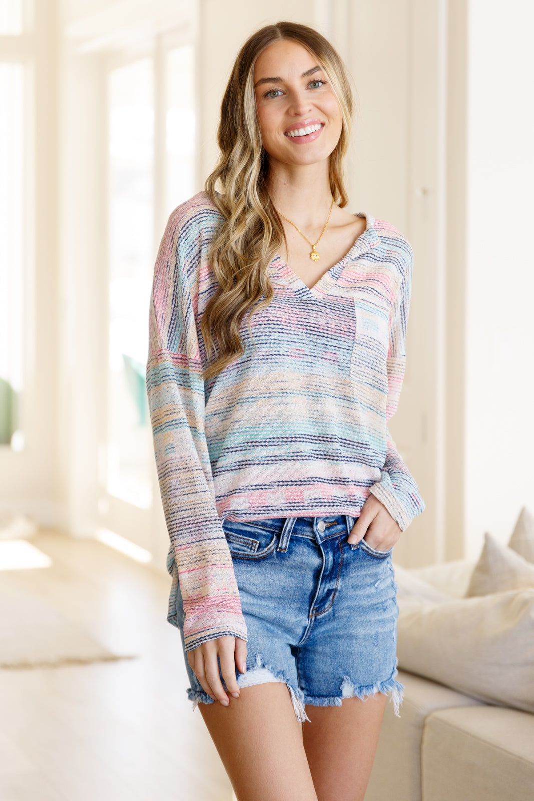 Totally Tubular Striped Long Sleeve Top - Mulberry Skies