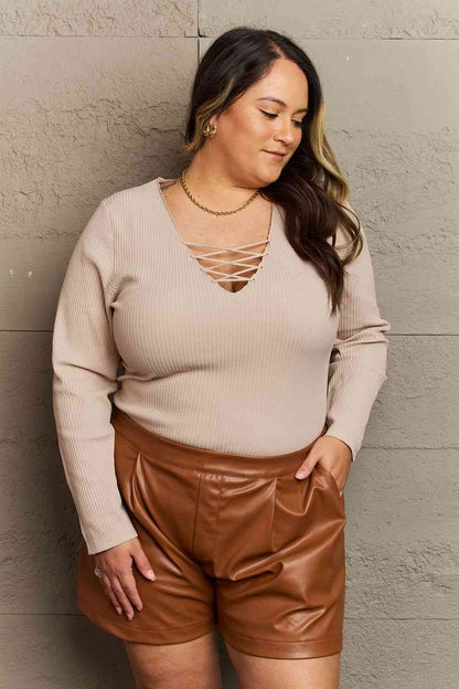 All About Details Ribbed Bodysuit - Mulberry Skies