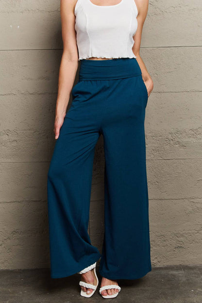Culture Code My Best Wish Full Size High Waisted Palazzo Pants - Mulberry Skies