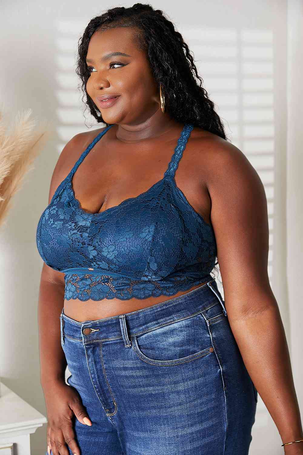 JadyK Crisscross Lace Bralette Navy - Mulberry Skies