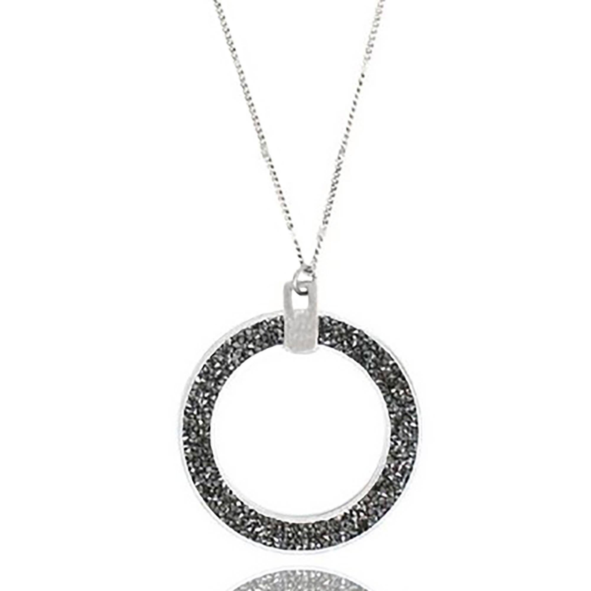 Round Glitter Pendant Necklace-Mulberry Skies