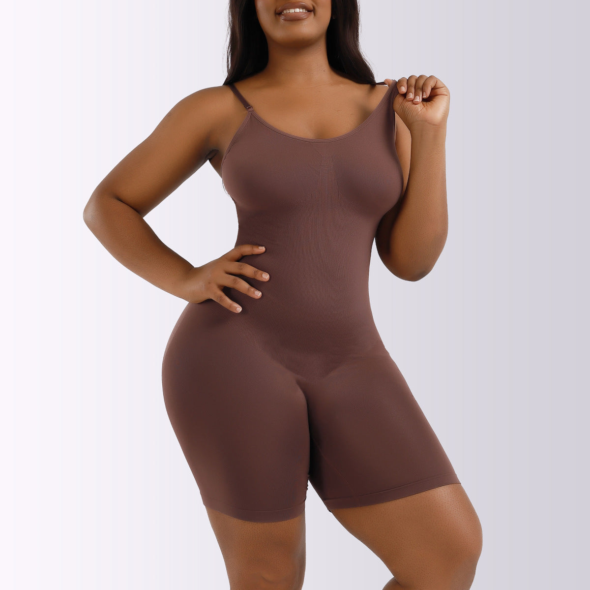 Solid Butt Lift Tummy Control Shaping Bodysuit-Mulberry Skies