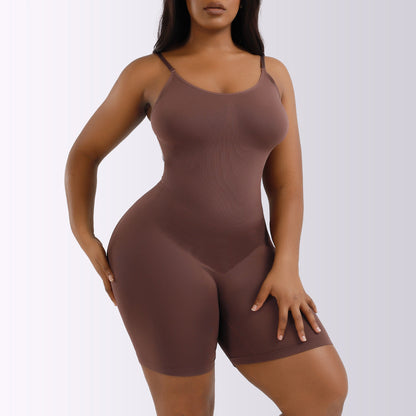 Solid Butt Lift Tummy Control Shaping Bodysuit-Mulberry Skies