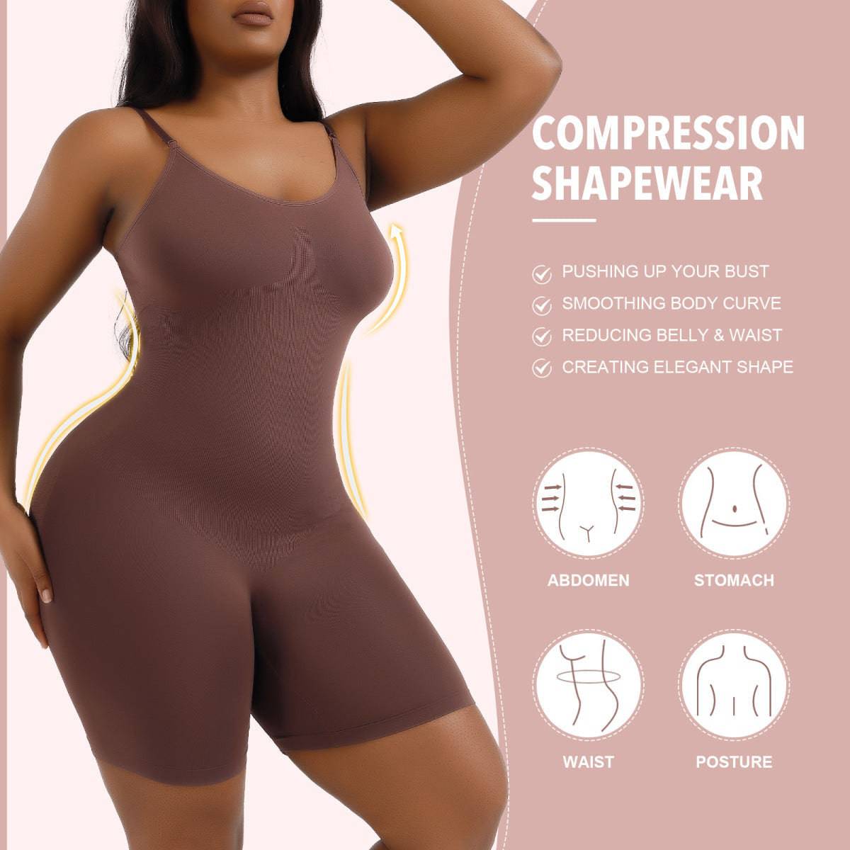 Solid Butt Lift Tummy Control Shaping Bodysuit-Mulberry Skies