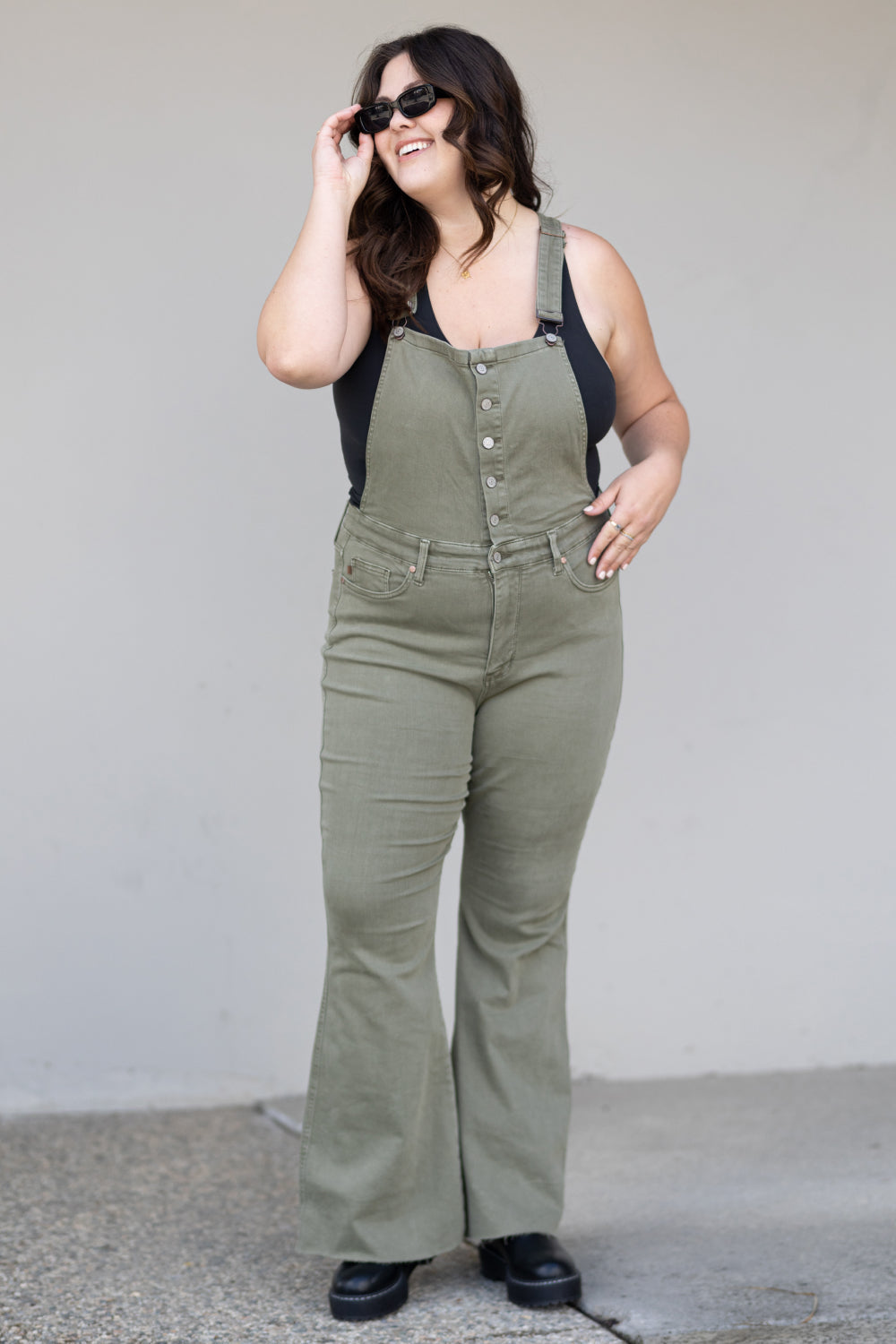 Judy Blue Kelsey Flare Tummy Control Overalls-Mulberry Skies