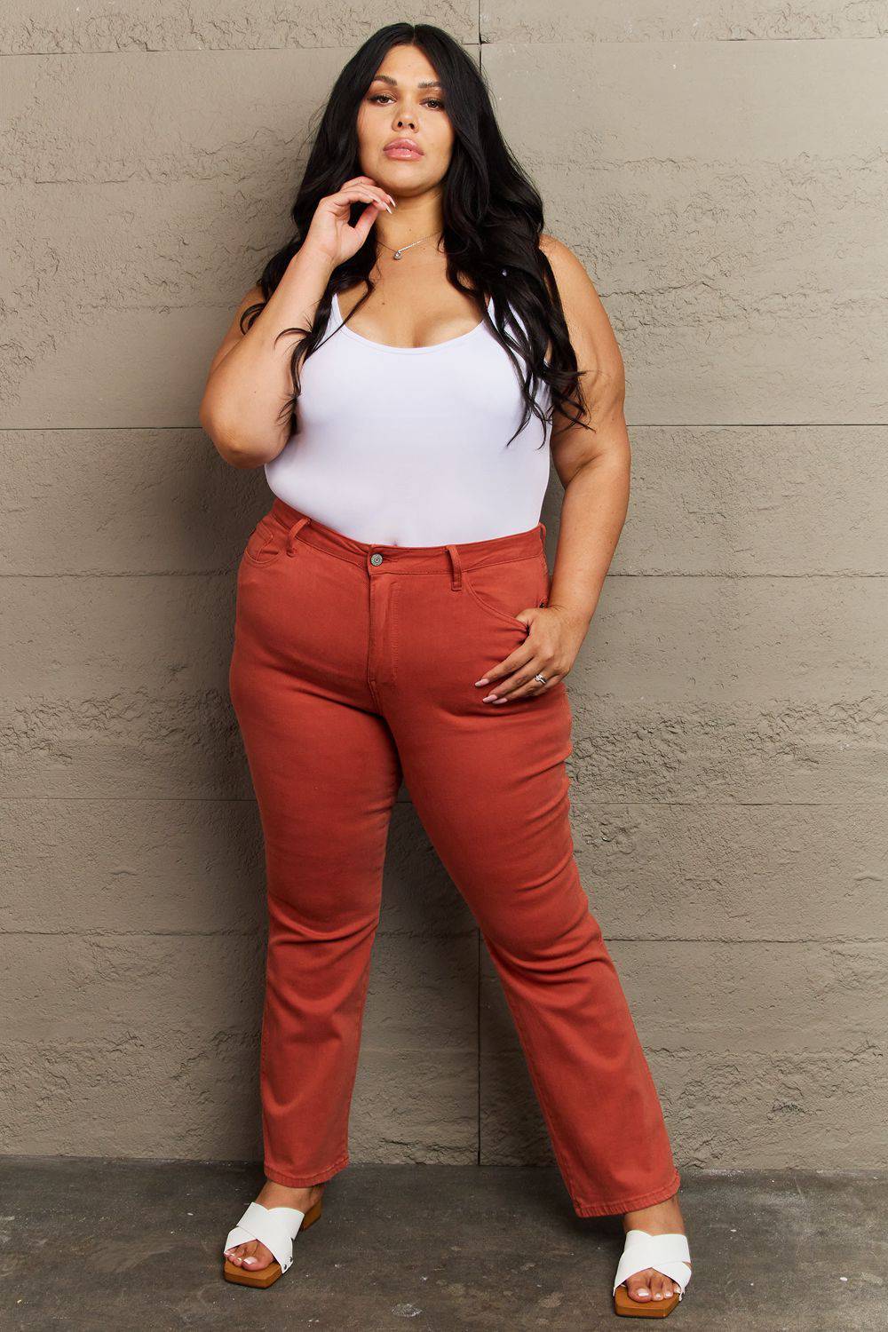 Judy Blue Olivia Full Size Mid Rise Slim Bootcut Jeans - Mulberry Skies