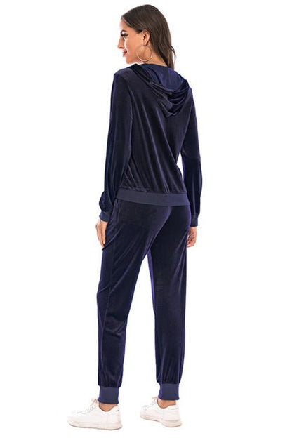 Zip-Up Hooded Jacket and Pants Set - Mulberry Skies