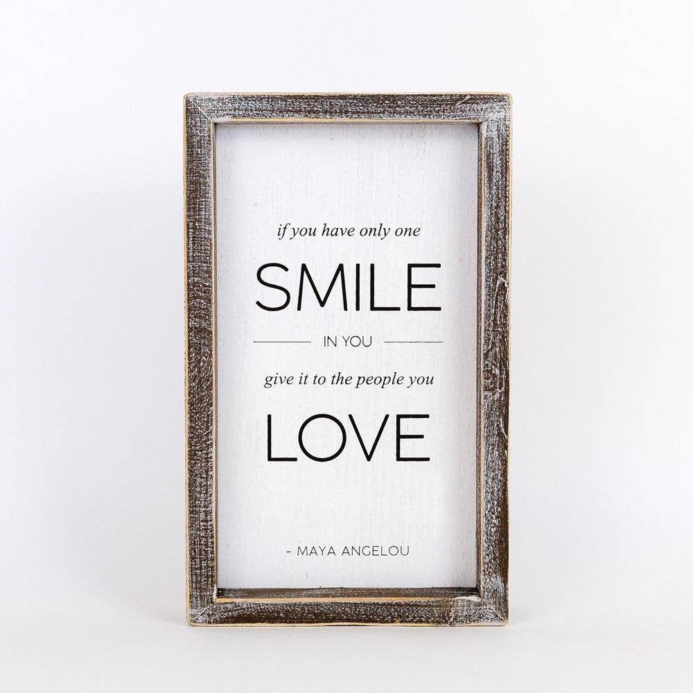 Wood Framed Smile Love Sign-Mulberry Skies