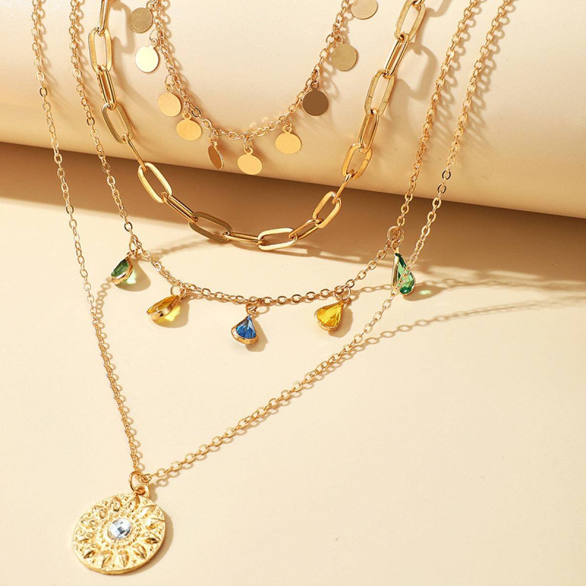 Multi-Strand Zirconia Charm Necklace - Mulberry Skies