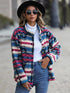 Geometric Button Down Dropped Shoulder Jacket - Mulberry Skies
