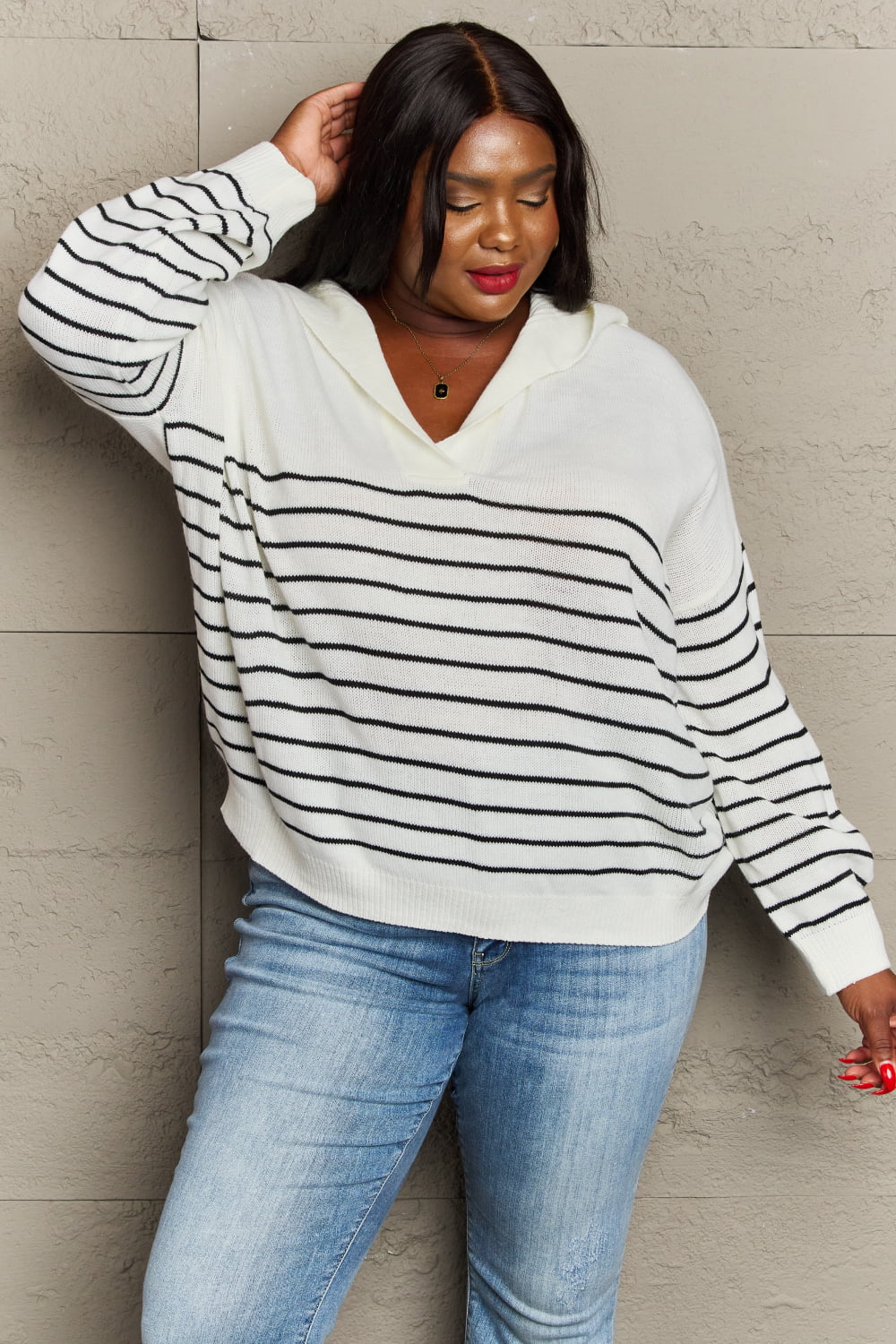 Sew In Love Make Me Smile Striped Oversized Knit Top - Mulberry Skies
